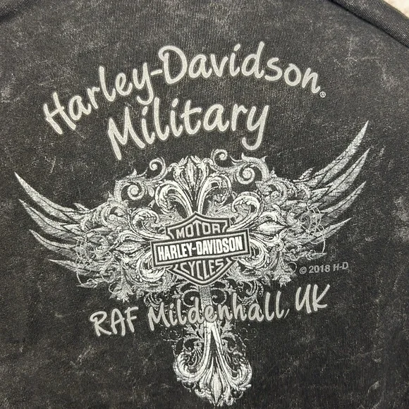 Harley-Davidson Women’s 2X | 3/4 Sleeve | RAF Mildenhall Military | Studded Top - Picture 14 of 14